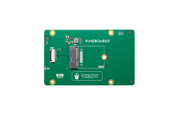 Ne vous laissez pas tromper par le slot M.2 NVMe, le Pineboard Hat AI n'accepte qu'un TPU Coral M.2 (Image source : Pineboard)