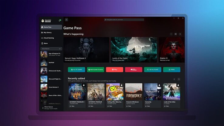 Nouvelle interface de l'application Xbox sur PC (image via Xbox)