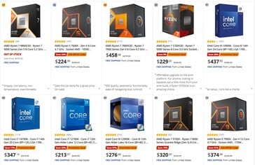 CPU les plus vendus sur Newegg. (Source de l'image : Newegg)