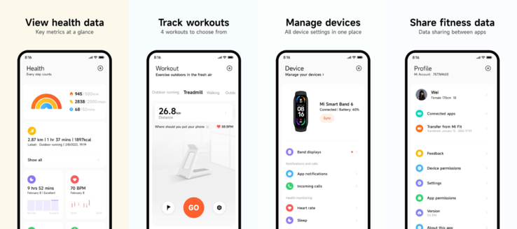 L'ancienne application Xiaomi Mi Fitness. (Source de l'image : Xiaomi)