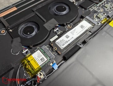 Le module WiFi et le disque dur SSD sont tous deux montés sur socle