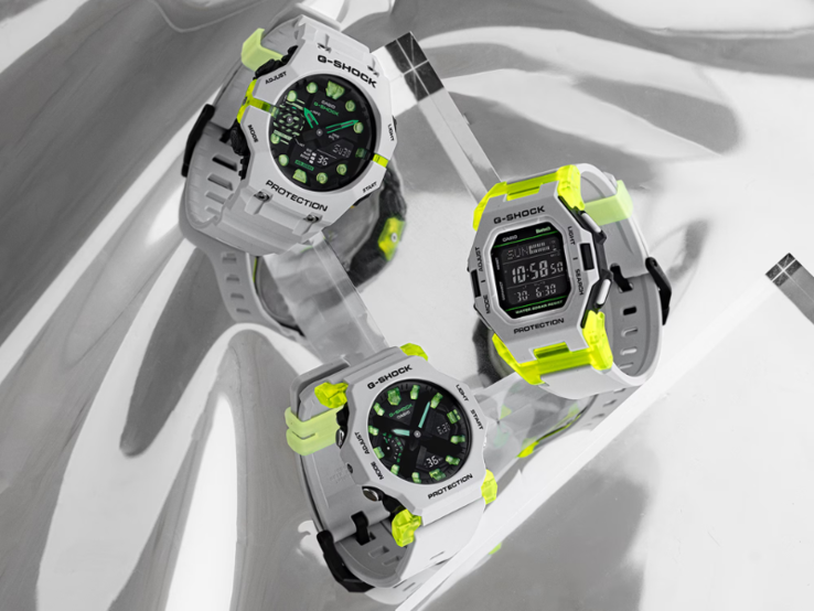 Les montres Casio G-Shock GA-B001MW-8AJF (à gauche), GA-2300MW-8A (au centre) et GD-B500MW-8J (à droite). (Source de l'image : Casio)