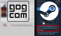 GOG a réagi de la manière la plus appropriée à la nouvelle déclaration de Valve sur les licences. (Source de l&#039;image : Valve / GOG - édité)