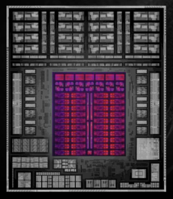 Illustration du Ryzen AI Max+ 395, GPU en rouge (source : AMD)