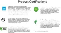 Certifications des produits (source : Asus)