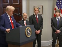 Le président Trump annonce le projet d&#039;investissement Stargate AI de 500 milliards de dollars avec les dirigeants de Softbank, Oracle et OpenAI. (Source de l&#039;image : Fox 5 sur YouTube)