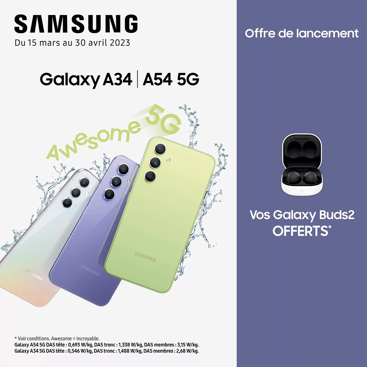 La précommande du Samsung Galaxy A54 5G inclut les Galaxy Buds