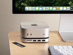 La station d&#039;accueil Mac Mini de Satechi prend en charge tous les types de disques SSD M.2, et pas seulement le M.2 2280 présenté ici. (Source de l&#039;image : Satechi)