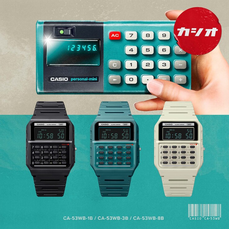 De gauche à droite : le CA53WB-1B, le CA53WB-3B et le CA53WB-8B. (Source de l'image : Casio)