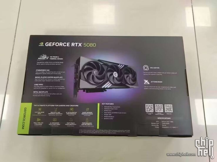 Nvidia GeForce RTX 5080 specs (image source : Chiphell)