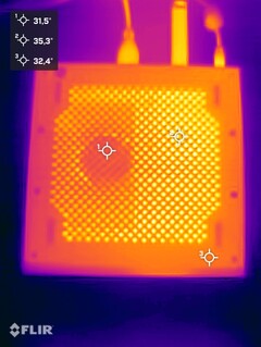 Minisforum MS-A1 pendant le test de résistance (dessous)