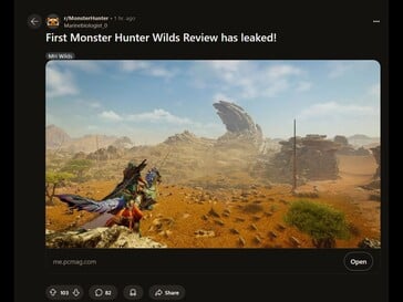 Monster Hunter Wilds Review leak Reddit post (Image source : Monster Hunter subreddit)