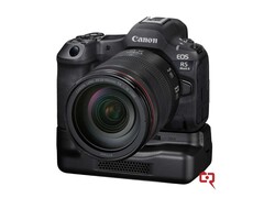 Le rendu du Canon EOS R5 Mark II, qui a fait l&#039;objet d&#039;une fuite, montre la poignée à refroidissement actif (Source : Canon Rumors)