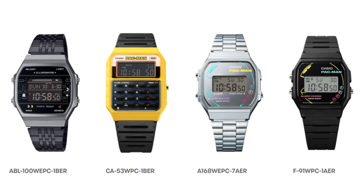 Les quatre montres Pac-Man x Casio Vintage sont lancées dans d'autres pays européens. (Source de l'image : Casio)