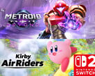 Les bannières Metroid Prime 4 : Beyond et Kirby Air Riders sont montrées (Image source : Nintendo of America with edits)