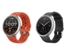 La smartwatch Amazfit Active 2 en silicone sport rouge (à gauche) et en cuir noir (à droite), vendue respectivement 99,99 $ et 129,99 $. (Source de l'image : Amazfit)