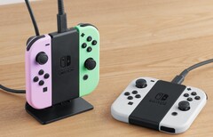 Le support de recharge Joy-Con peut être utilisé à la verticale ou posé à plat sur une table. (Source de l&#039;image : Nintendo)