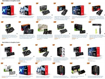 Les GPU les plus vendus sur Amazon UK et Amazon Allemagne (Source : Capture d'écran, Amazon UK, Amazon Allemagne)