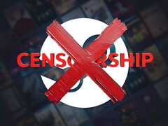Logo anti-censure sur fond Steam (Source de l'image : Valve avec modifications)