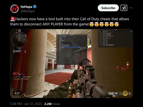 ItsHapa Call of Duty Hacking X post (Image source : X)