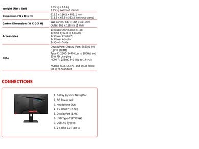 MSI MAG 274QRF QD E2 : Suite des spécifications.