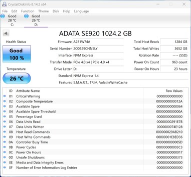 ADATA SE920 fonctionne avec PCIe 4.0 x4