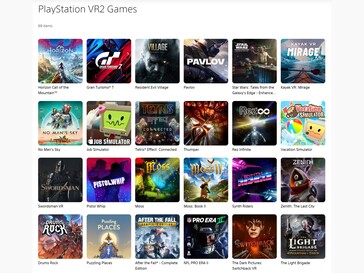 Gamme de jeux PSVR 2 de Sony (Image Source : PlayStation Store)