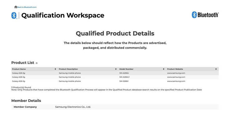 Le prochain Galaxy A26 5G semble avoir beaucoup de documents officiels à son actif. (Source : Bluetooth SIG, BIS &amp; TÜV Rheinland via MySmartPrice)